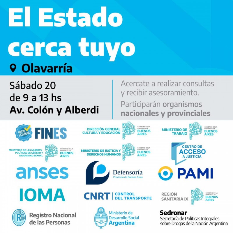 Llega a Olavarra la jornada El Estado cerca tuyo